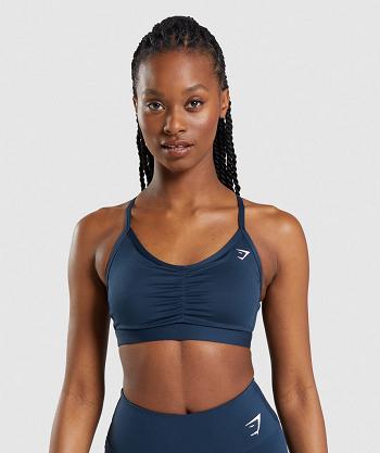 Gymshark Ruched Ženske Sportski Grudnjak Tamnoplave | HR 3435JPQ